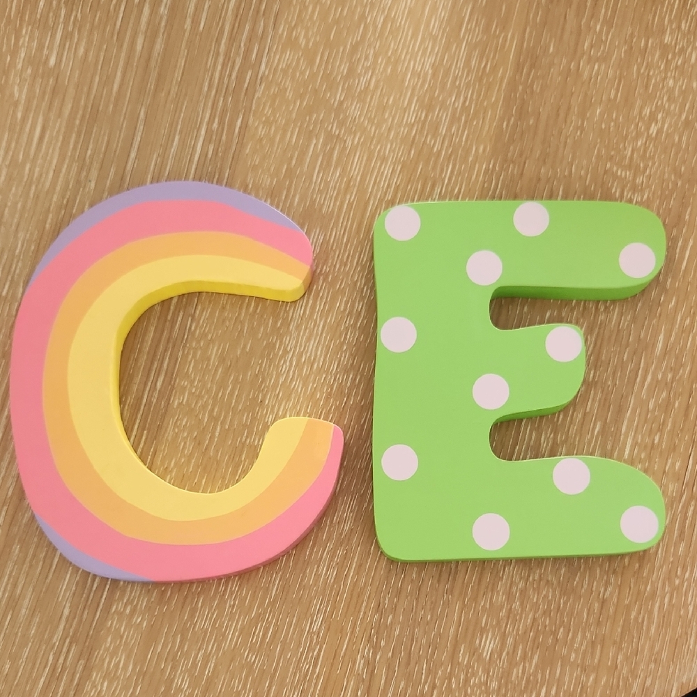 Vibrant Alphabet Wall Art - Multicolor C and Green E
